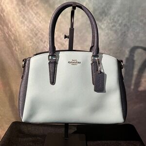 Coach Mini Sage Carryall‎ Colorblock Satchel Light Blue Navy Blue Style F73115